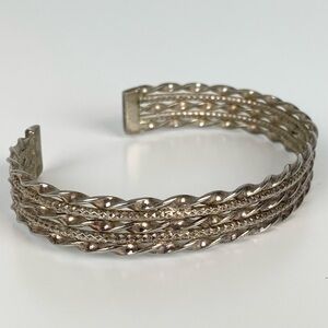 Sterling Silver Bracelet Open Cuff Twisted Cable Rope 5 Layers Vtg Mex 925